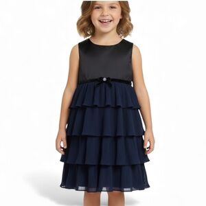 Gymboree girls blue sleeveless satin tiered dress size 4 fully lined